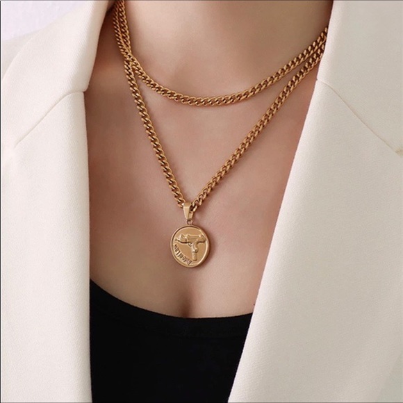 NEW 18K GOLD CHUNKY CHAIN COIN NECKLACE - Picture 2 of 5